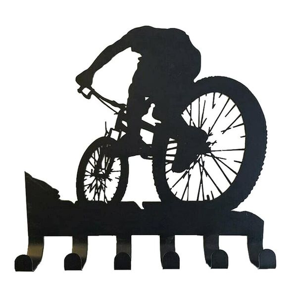 

hooks & rails large wall key holder riding bicycle pattern 6-hooks hanger organizer for glasses clothes accessories dependable