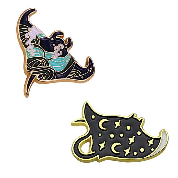 

pins, brooches majestic manta ray series badge space ocean animal mash-up pin, Gray