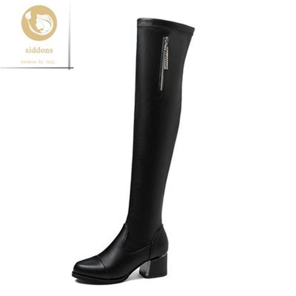 

boots women's over-the-knee 2021 korean style long leather fashion plus velvet thin elastic, Black