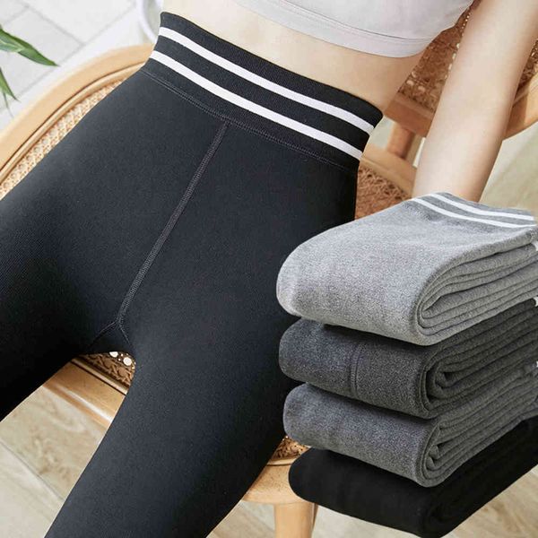 

leggings autumn winter yoga sports plush warm high waist seamless thin large size, Black