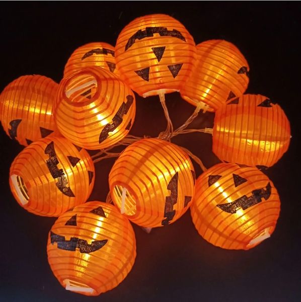 

led halloween pumpkin string lights solar/battery power party decor waterproof - 1.5m