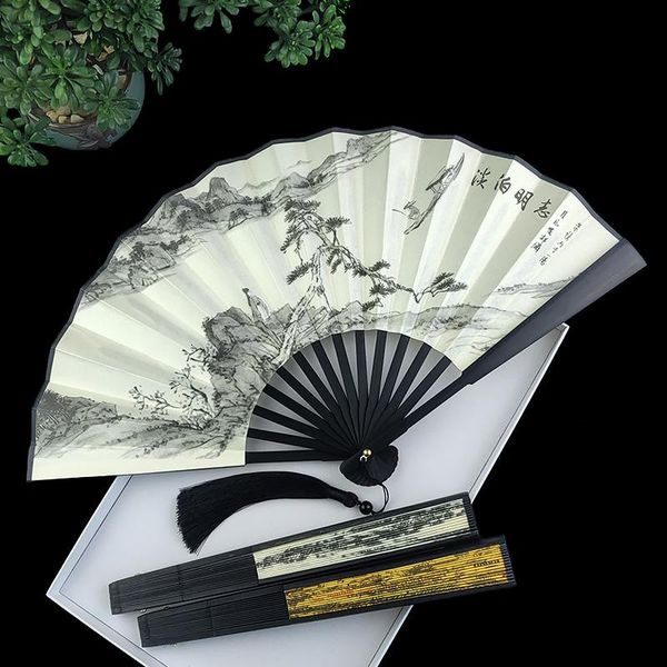 

other home decor 8-inch fan folding chinese style landscape painting ink men and women carry for daily use head green