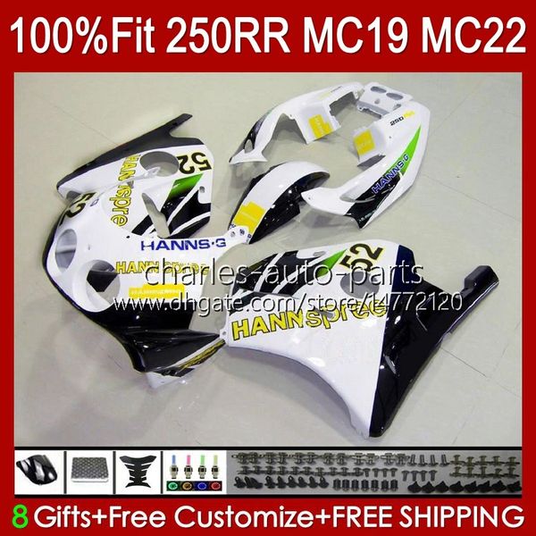 Aireler Honda CBR 250cc MC19 için Enjeksiyon Kalıp MC19 88-89 CBR 250RRR 250 RR CC 250R 1988-1989 112HC.86 CBR250RR 88 89 CBR250 RR CC 1988 1989 OEM Tam Bodys Kiti Hannspree Stok