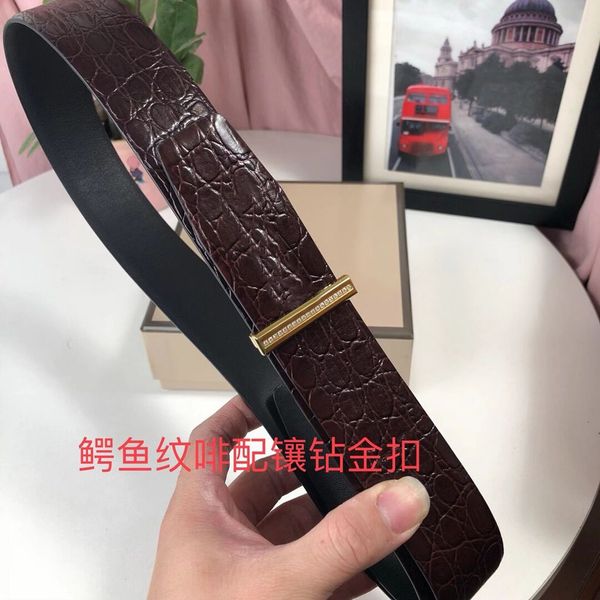 

5a+ t. designer belts men clothing accessories business belts for big buckle fashion mens litchi grain leather with original box, Black;brown