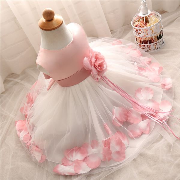

2021baby girls flower princess dress 1 2 years old birthday party christening gown kids children bridesmaid wedding dress 3-10 years, Black;gray