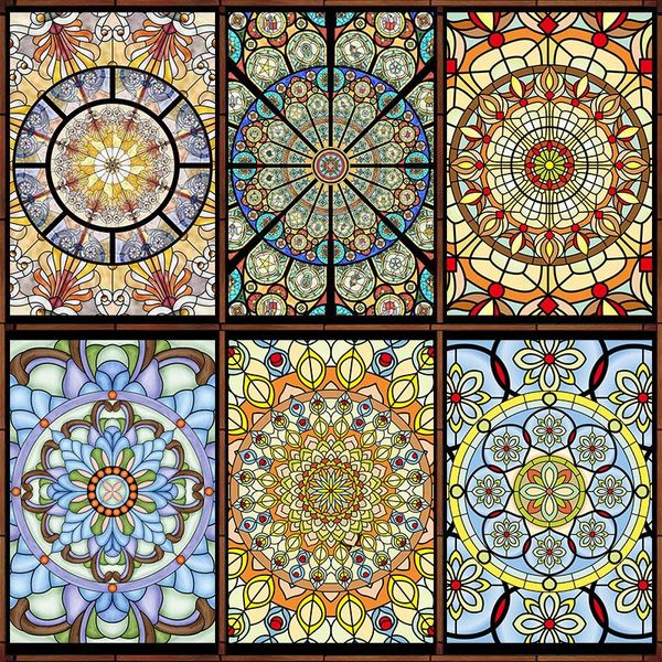 

window stickers european style church art glass film stained opaque stickes static cling privacy bathroom divider home decor decals