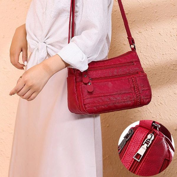 

evening bags all-match solid shoulder bag soft leather multi-compartment large capacity 2021 woman