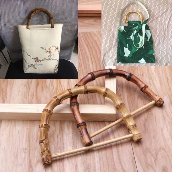 

bag parts & accessories 1pc d shape bamboo handle for handmade handbag diy tote purse frame making hanger 11cm, Black