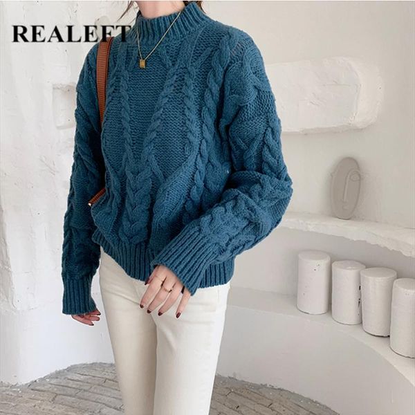 

women's sweaters realeft 2021 autumn winter twist knitted warm pullover sweater o-neck long sleeve minimalist chic, White;black