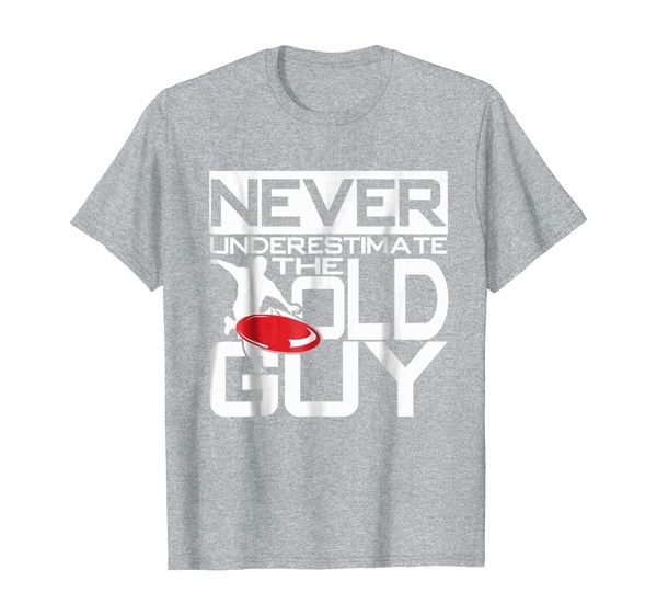 

disc golf t-shirt never under estimate the old guy disc golf, White;black