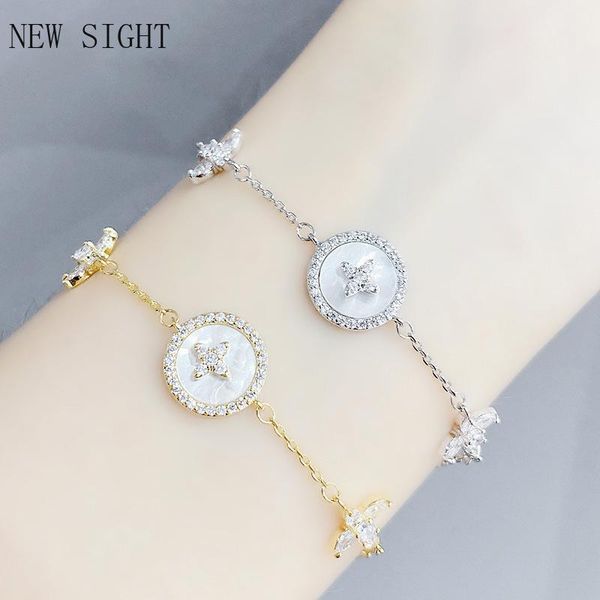 

link, chain sight delicate shell star bracelets fashion brand jewelry crystal charm bracelets&bangles for women gift, Black