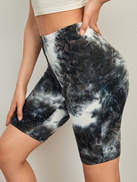 

tie dye biker shorts s1di#, Black