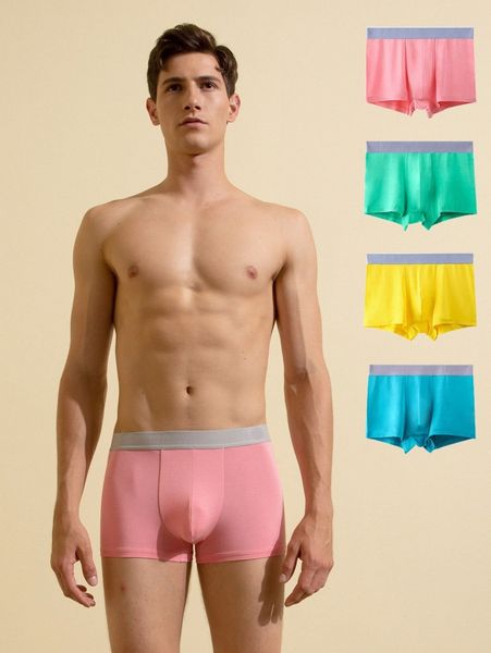 

men 4pcs contrast binding underwear d0rv#, Black;brown