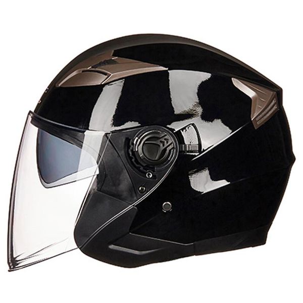 

motorcycle helmets bright black helmet open face motorbike dual lens motocross moto crash casco