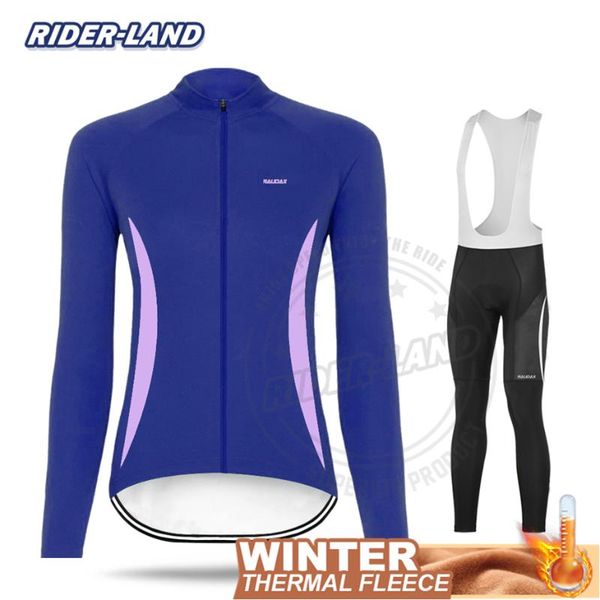 

racing sets lady cycling clothing winter jersey set women long sleeve jacket kit thermal fleece suit team bike uniform mallot ciclismo mujer, Black;blue