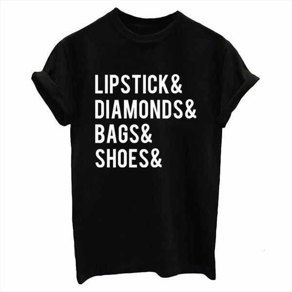

lipstick diamonds bags shoes men t shirts print cotton casual funny for lady tee hipster drop ship tumblr sb, White;black