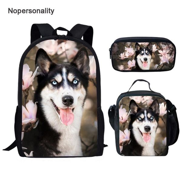 

backpack nopersonlity cool 3d animal husky print backpacks for children cute 3pcs/set student kids bagpack set printing girls bookbags