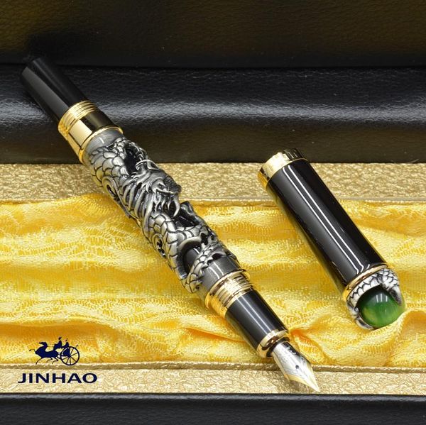 

brand silver or gold dragon sculpture classic fountain pen office stationery supplies luxury calligraphy ink gift pens