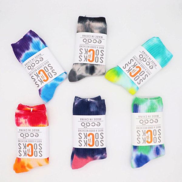 

men's socks tie-dyed comfortable and women's trend hip-hop tube autumn solid color cotton ins wind breathable, Black