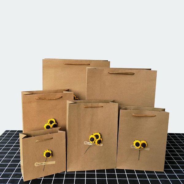 

gift wrap 10pcs retro black kraft paper bag diy dried flower universal shopping shoe clothing packaging tote