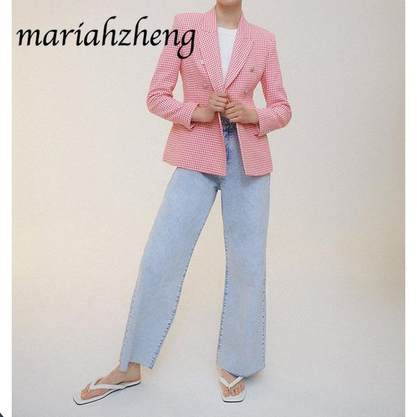 

women's suits & blazers meriahzheng 2021 fashion buckle retro two-color plaid texture blazer casual temperament jacket pyl, White;black