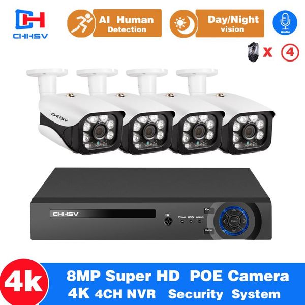

wireless camera kits 4k audio cctv system h.265+ 4ch 8mp nvr with 4*8mp outdoor security kit day/night home video surveillance