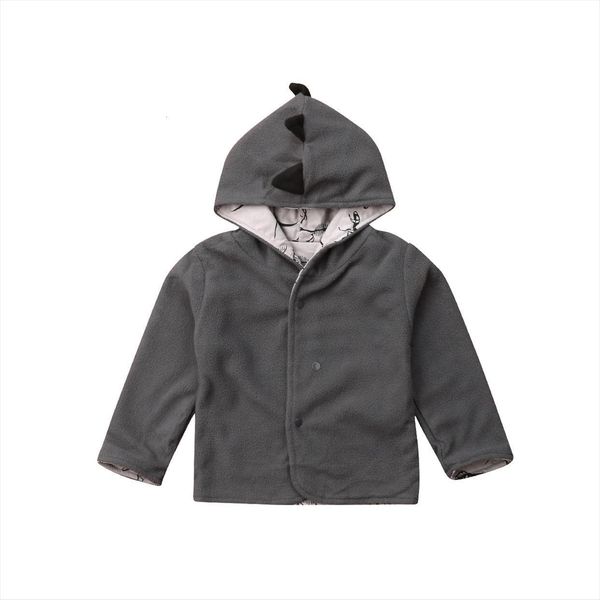 

infant toddler baby boy girl clothes front open jacket coat autumn winter dinosaur gray cartoon wear, Blue;gray
