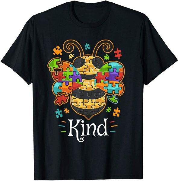 

autism awareness shirts bumble bee be kind autistic t-shirt men boys t-shirt, White;black