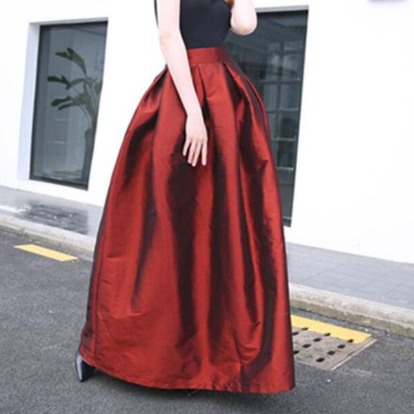 

skirts vintage high waist long for women elegant black wine red floor length evening party ball gown pleated maxi skirt