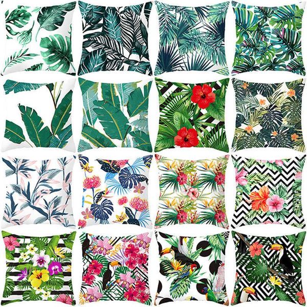 

cushion/decorative pillow ywzn summer tropical plants decorative pillowcase green leaves throw case polyester printing cover kussensloop