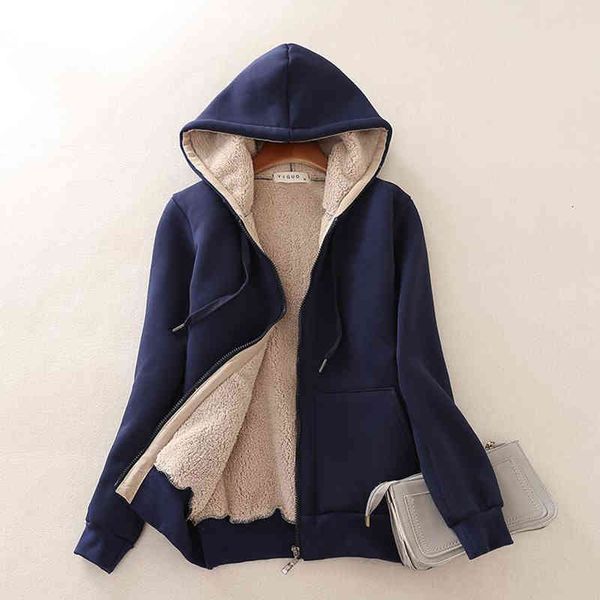 

jackets autumn winter women plus veet oversized hoodies jacket long sleeve sweatshirt lamb cashmere warm women's hooded coat 4xl, Black;brown