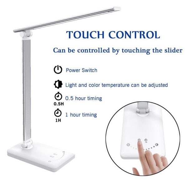 

table lamps 5 lighting modes led desk lamp touch control dimmable usb chargeable night light charging for smart phone 2000ma