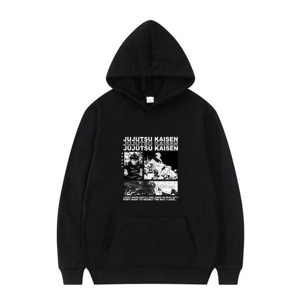 

men's hoodies & sweatshirts jujutsu kaisen style loose clothes oversized four seasons casual cotton classic couple fleece wears, Black