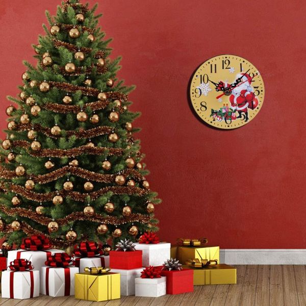 

christmas party decorative table clock round wall for bedroom living room without battery (41#) clocks