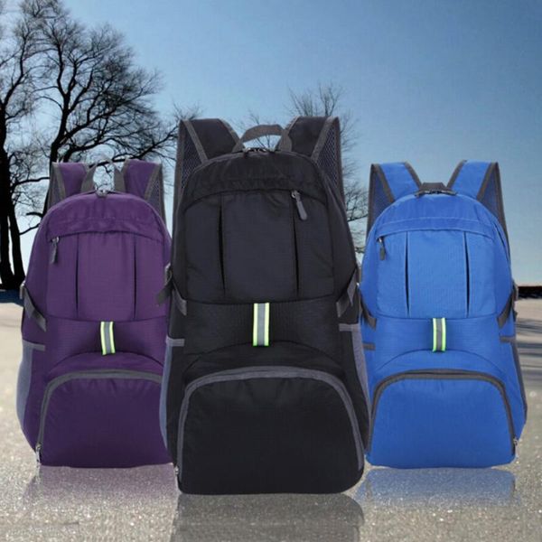 

outdoor bags packable lightweight backpack durable foldable sports daypack for hiking camping (black)