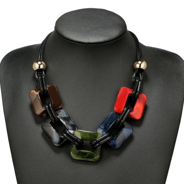 

chokers acrylic punk vintage fashion necklaces &pendants women statement necklace geometric square choker maxi colar feminino, Golden;silver