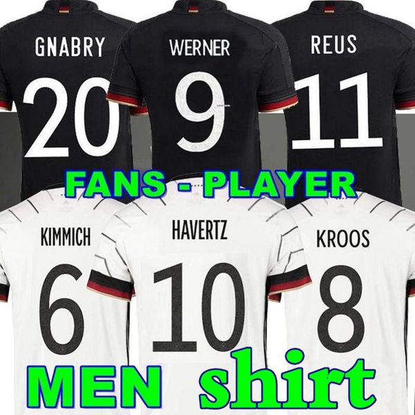

men's t-shirts 2021 men shirt camiseta de futbol camisa 20 21 22 reus gnabry werner kroos germanyes shirts, White;black