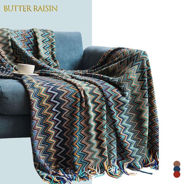

blankets bohemian hand knitted blanket with tassel summer for beds sofa travel breathable soft bedspread comfortable