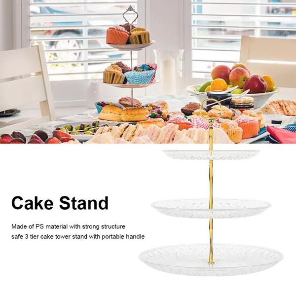 

other bakeware 3 tiers for afternoon tea plastic large capacity fruit plate dessert display clear serving platter reusable cake stand round