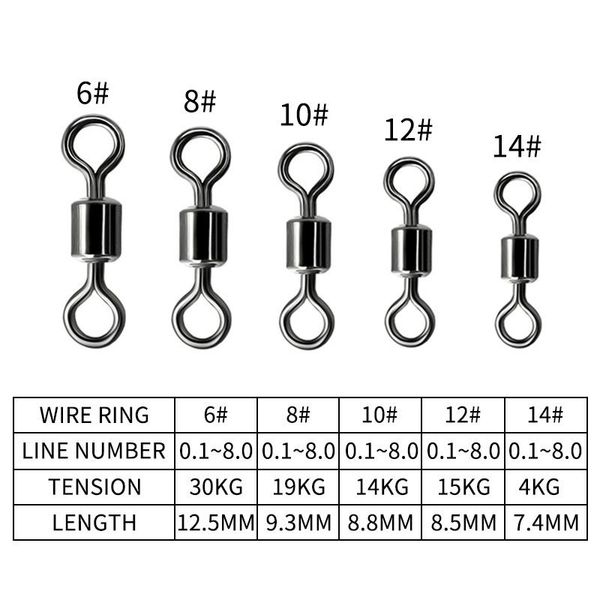 

50pcs fishing barrel bearing rolling swivel solid ring lb lures connector tackle accessories fish tool hooks