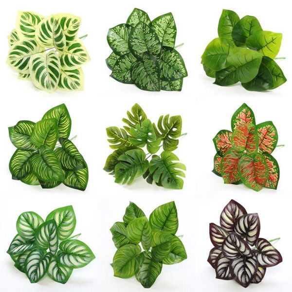 

decorative flowers & wreaths 1 bouquet artificial silk palm monstera leaves plant for hawaii luau party decorations beach wedding table deco