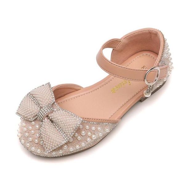 

2021summer children' soft-soled closed toe half sandals girls fashion rhinestone sweet kids pearl shoe flat shoes, Black;grey