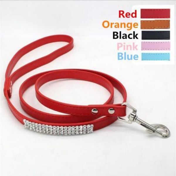 

dog collars & leashes bling rhinestone pet leads leash soft suede leather for small dogs chihuahua