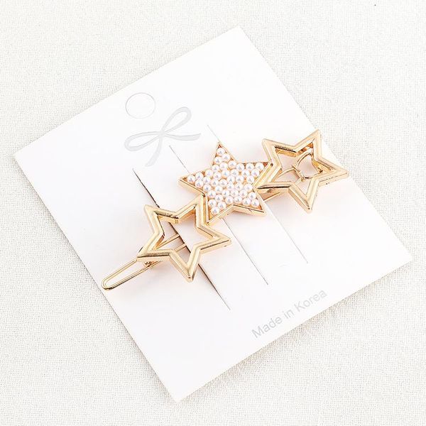 

hair clips & barrettes fashion pearl star clip for women girls elegant korean design snap barrette stick pins tiara ornaments 138167, Golden;silver