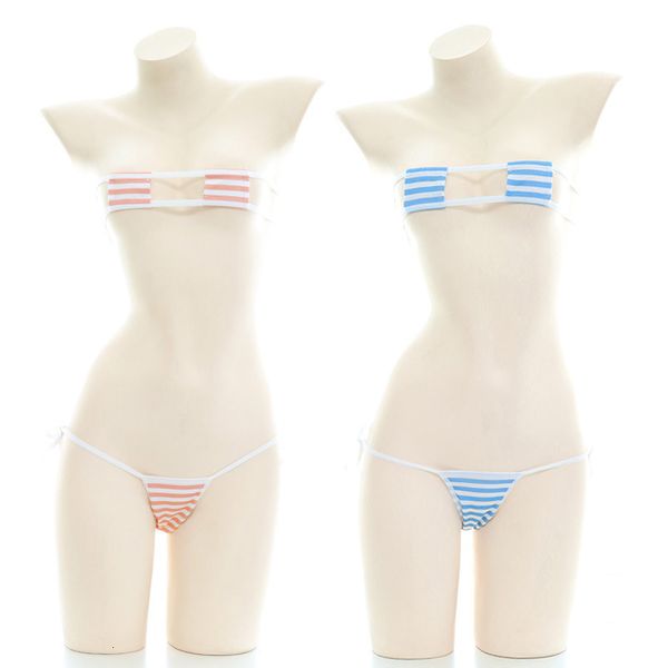 

blue with bikini and suit white stripes, White;black