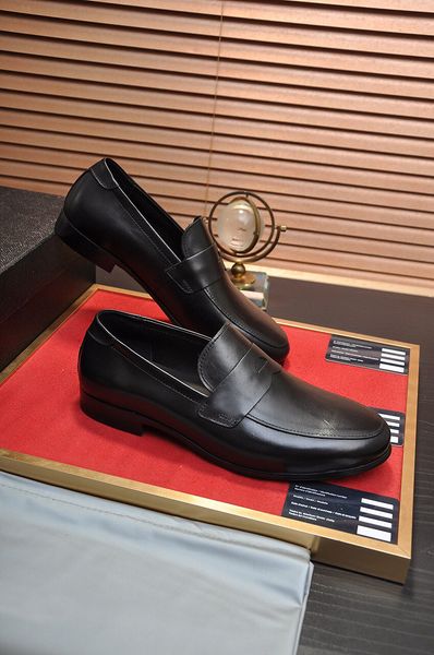 

new mens fashion genuine leather casual loafers formal business flats brand designer party wedding dress shoes size 38-45, Black