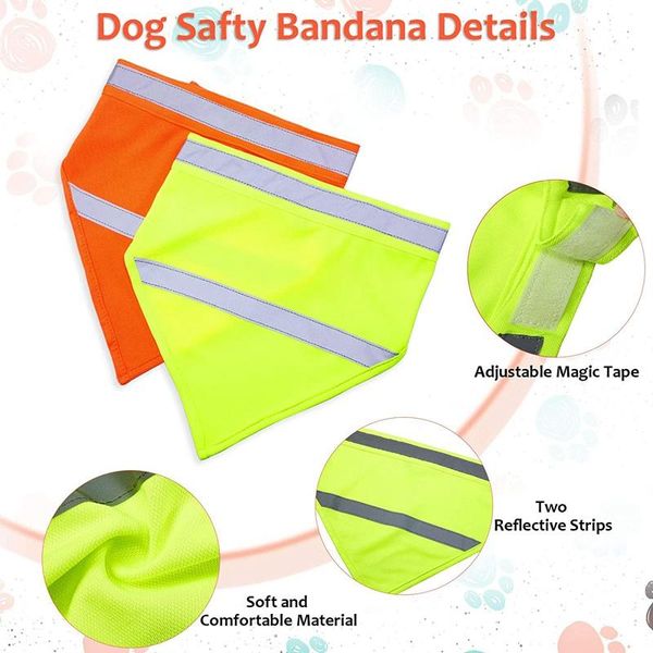 

dog apparel pieces of reflective headband pet safety neckband triple-cornered scarf for night walking