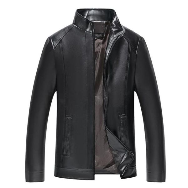 

men's fur & faux spring and autumn casual leather jacket collar solid color design pu motorcycle coat, Black