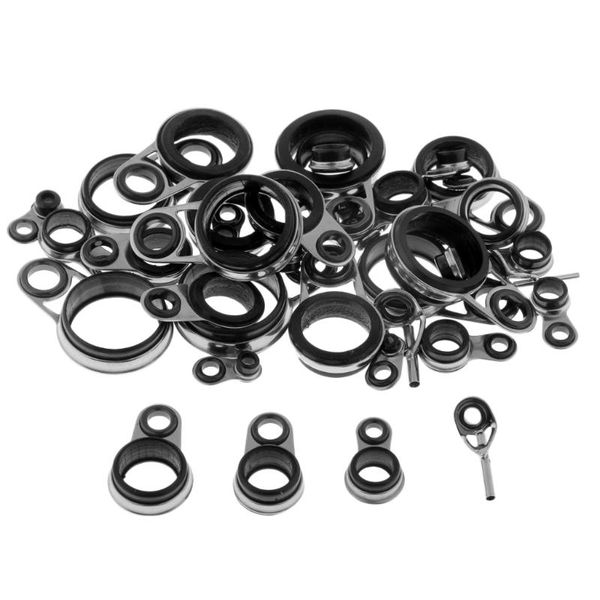 

37pcs fishing rod guide tip ring repair kit eye rings pole guides replacement accessories tackle boat rods