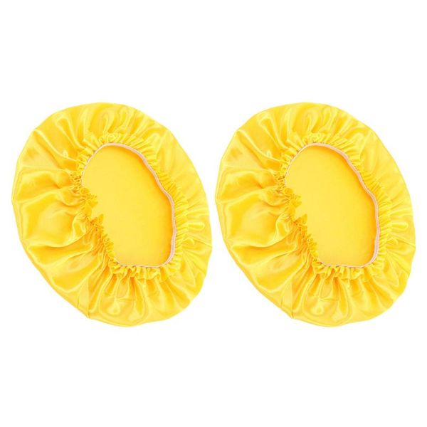 

2pcs round beauty caps silk lace hats night sleeping (yellow) shower